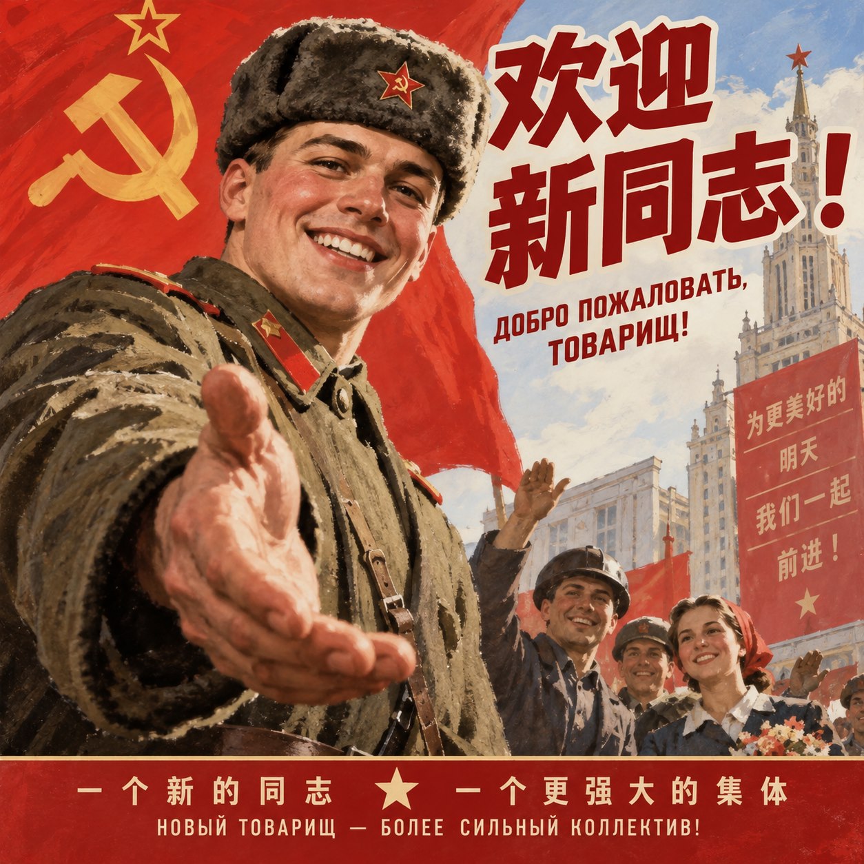 欢迎新同志的主题海报